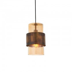 Lotus - Antique Brass Patina Pendant with Amber Glass Shade Lotus - Antique Brass Patina Pendant with Amber Glass Shade