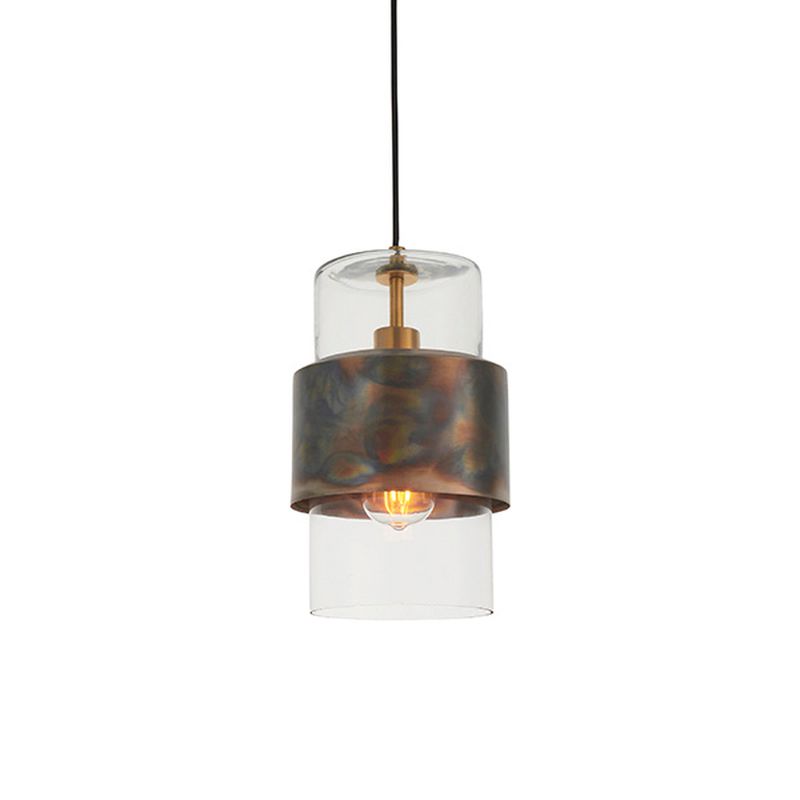 Ambience-63758 - Lotus - Bronze Patina Pendant with Clear Glass Shade