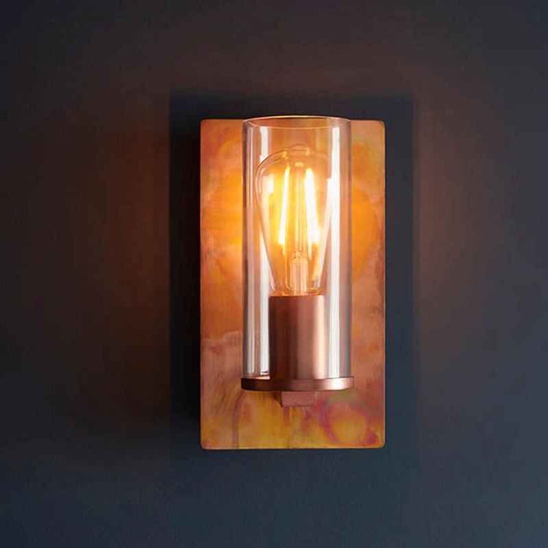Ambience-63759 - Lotus - Copper Patina Wall Lamp with Clear Glass Shade