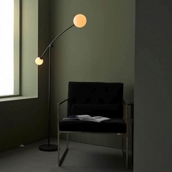 Krazy - Matt Black 2 Light Floor Lamp with Opal Glasses