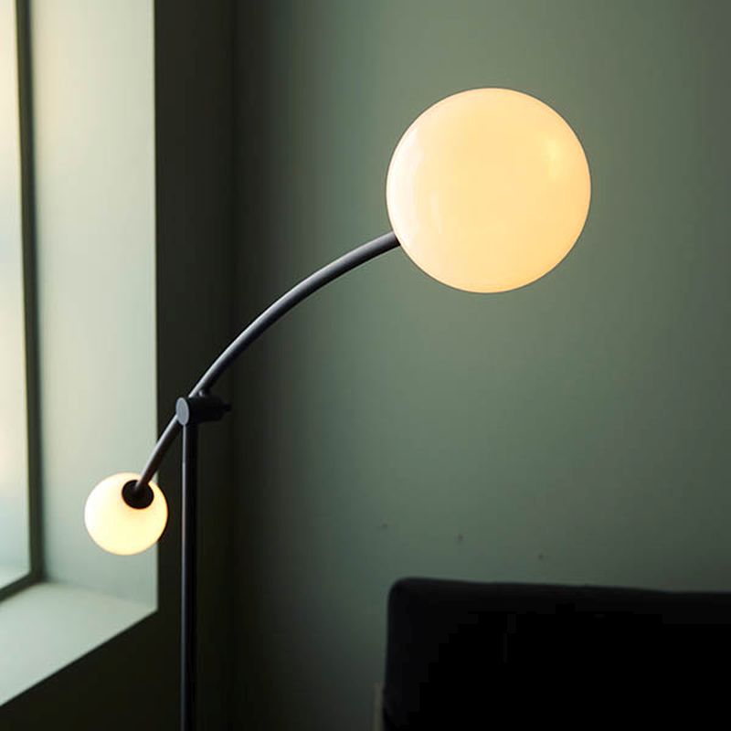 Ambience-63761 - Krazy - Matt Black 2 Light Floor Lamp with Opal Glasses
