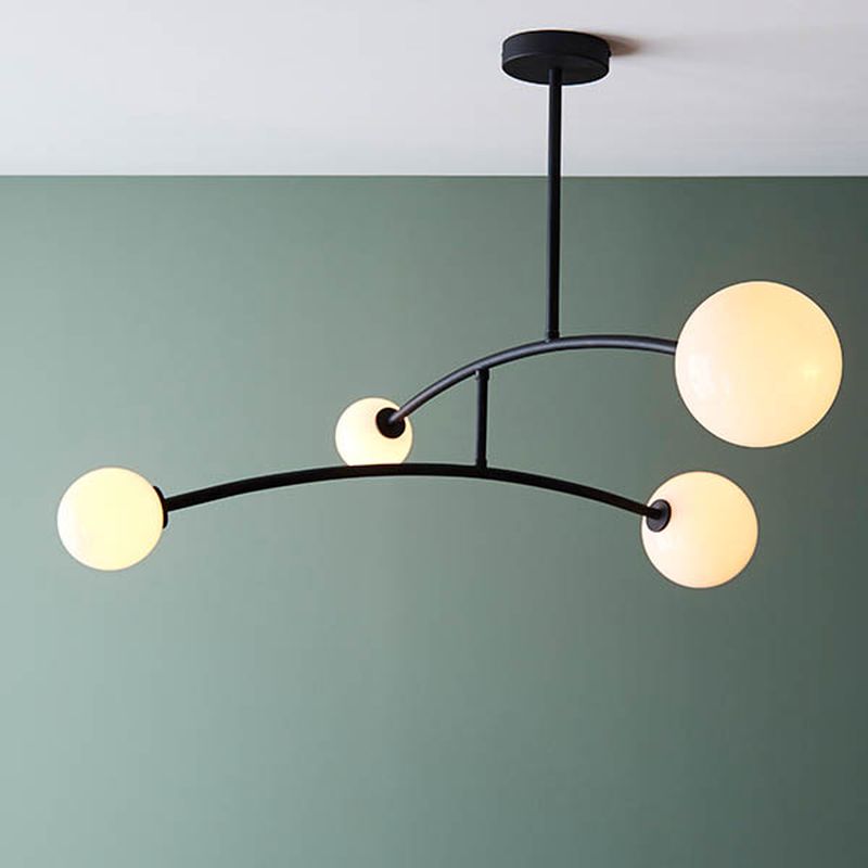 Ambience-63762 - Krazy - Matt Black 4 Light Centre Fitting with Opal Glasses