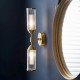 Ambience-63765 - Avalon - Satin Brass 2 Light Wall Lamp with Ribbed Glasses
