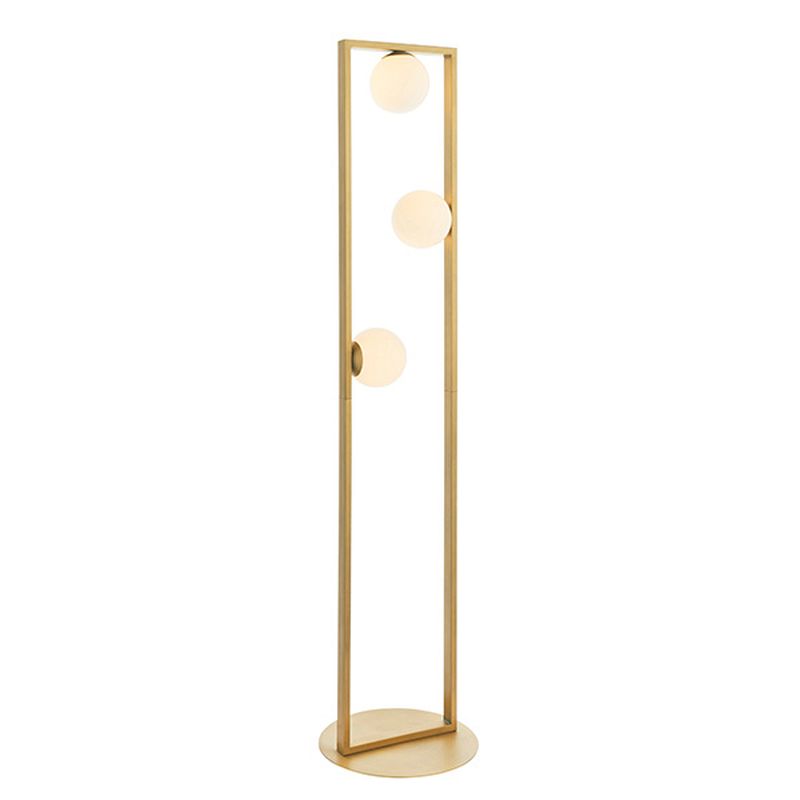 Ambience-63767 - Vassilios - Brushed Gold 3 Light Floor Lamp with White Glasses