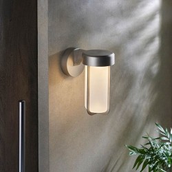 Onix - Outdoor Brushed Silver LED Wall Lamp with White Glass Onix - Outdoor Brushed Silver LED Wall Lamp with White Glass