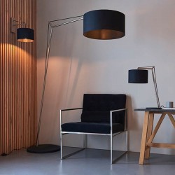 Milan - Matt Nickel Floor Lamp with Black Shade Milan - Matt Nickel Floor Lamp with Black Shade