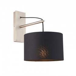 Milan - Matt Nickel Wall Lamp with Black Shade
