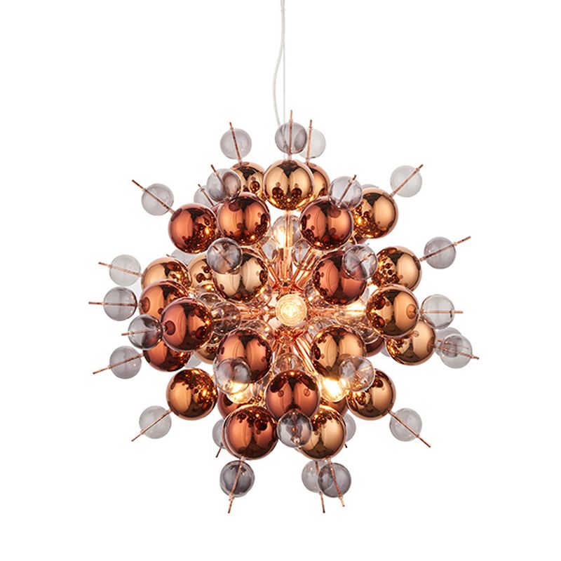 Ambience-63792 - Sputnik - Copper 9 Light Pendant with Copper Mirror Glass