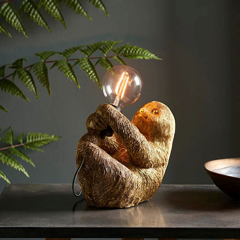 Ambience-63795 - Wildlife - Vintage Sloth Gold Table Lamp