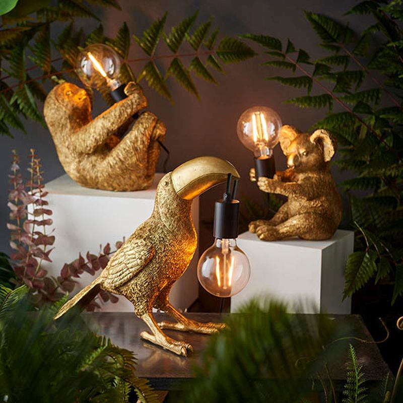 Ambience-63795 - Wildlife - Vintage Sloth Gold Table Lamp