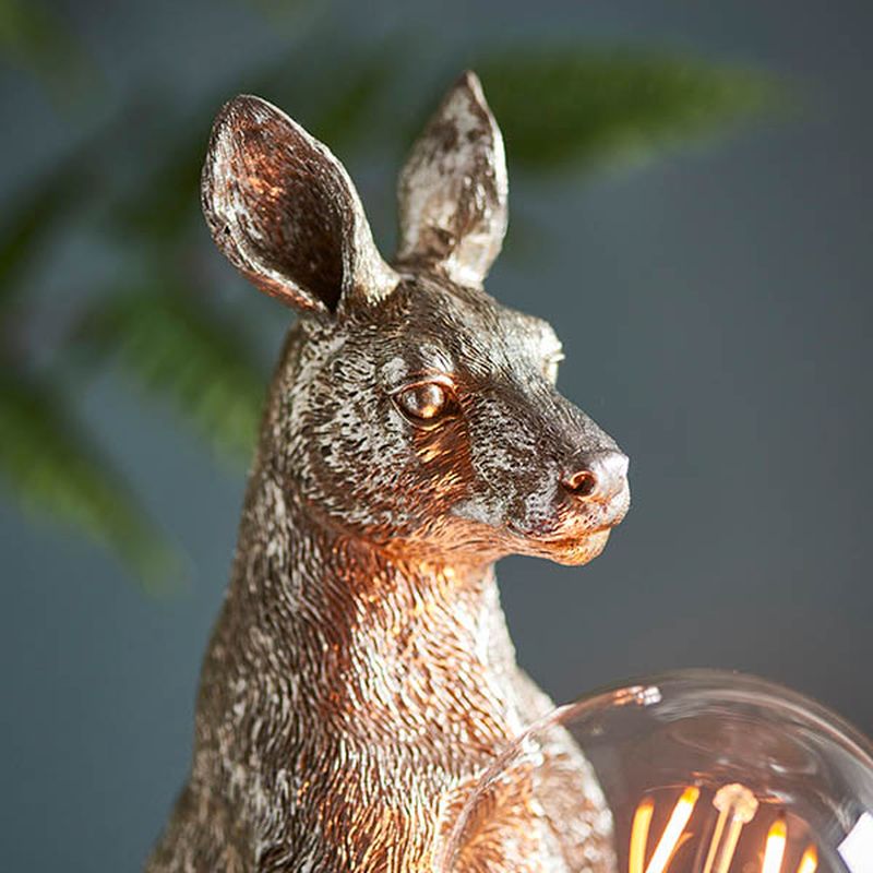 Ambience-63797 - Wildlife - Vintage Kangaroo Silver Table Lamp