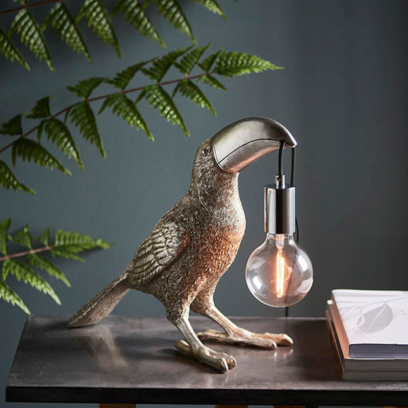 Ambience-63798 - Wildlife - Vintage Toucan Silver Table Lamp