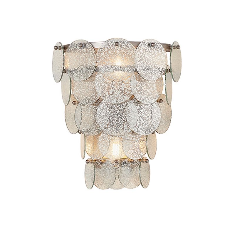 Ambience-63802 - Chamomile -  Antique Silver 2 Light Wall Lamp with Mercury Glass