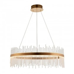 Cortez - Brushed Gold LED Pendant with Twisted Glass Rods Cortez - Brushed Gold LED Pendant with Twisted Glass Rods
