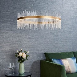 Cortez - Brushed Gold LED Pendant with Twisted Glass Rods Cortez - Brushed Gold LED Pendant with Twisted Glass Rods