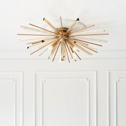 Montgomery - Antique Brass 4 Light Semi Flush with Glass Shards Montgomery - Antique Brass 4 Light Semi Flush with Glass Shards
