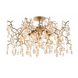 Waterfall - Aged Gold 3 Light Ceiling Lamp with Amber Glass Teardrops Waterfall - Aged Gold 3 Light Ceiling Lamp with Amber Glass Teardrops