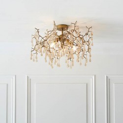 Waterfall - Aged Gold 3 Light Ceiling Lamp with Amber Glass Teardrops Waterfall - Aged Gold 3 Light Ceiling Lamp with Amber Glass Teardrops