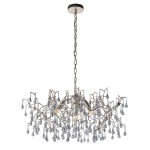 Waterfall - Aged Silver 4 Light Centre Fitting with Smokey Glass Teardrops Waterfall - Aged Silver 4 Light Centre Fitting with Smokey Glass Teardrops
