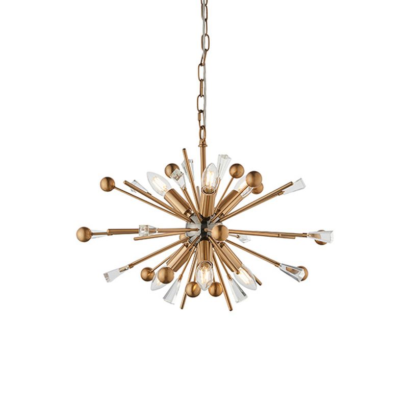 Ambience-63821 - Royal - Antique Brass 6 Light Pendant with Glass Crystal