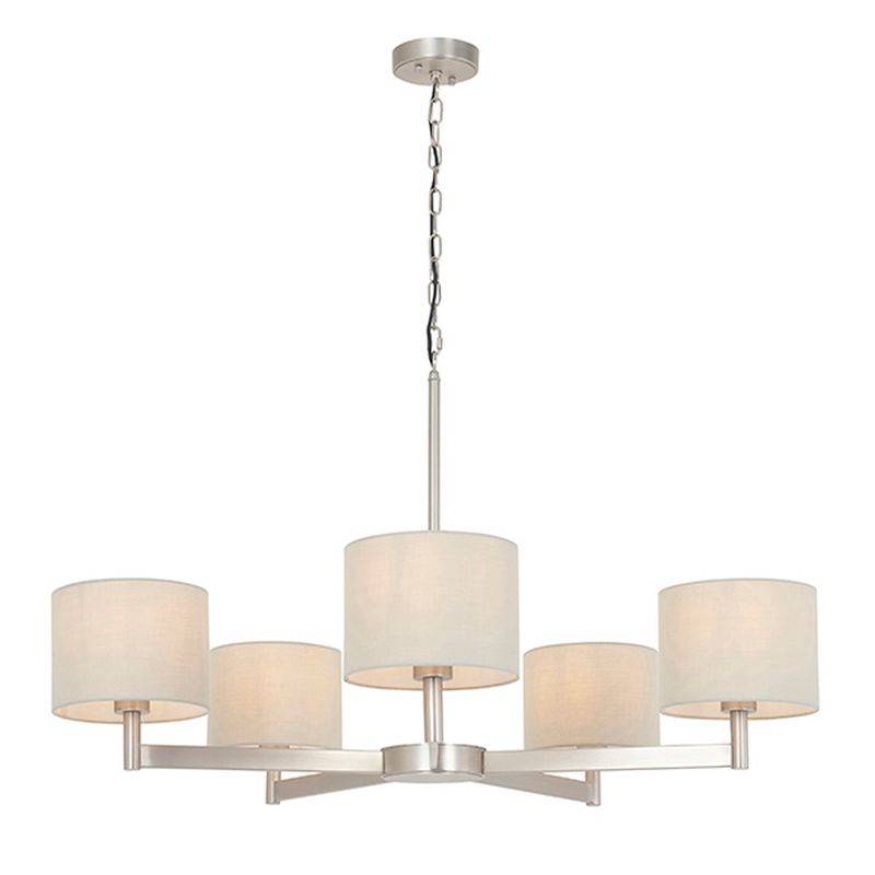- Downtown - Matt Nickel with Taupe Shade 5 Light Large Pendant Ambience-63823 - Downtown - Matt Nickel with Taupe Shade 5 Light Large Pendant