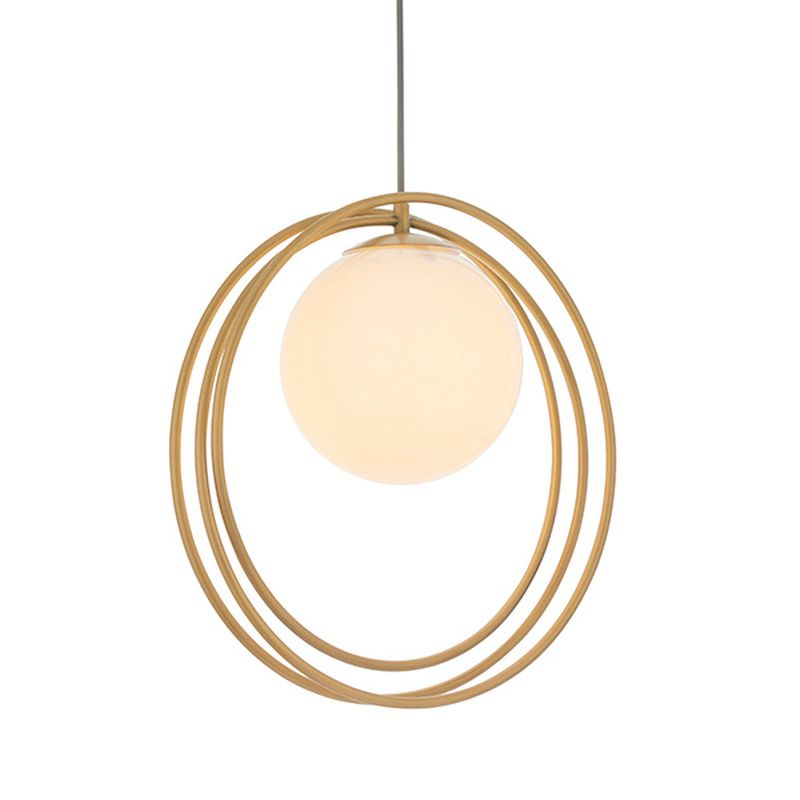 Ambience-63825 - Rings - Brushed Gold Pendant with Gloss Opal Glass
