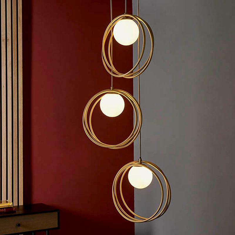 Ambience-63826 - Rings - Brushed Gold Cluster with Gloss Opal Glass