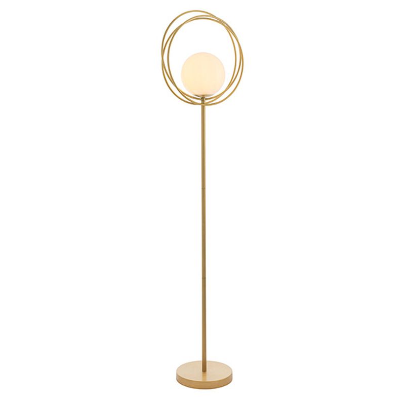 Ambience-63828 - Rings - Brushed Gold Floor Lamp with Gloss Opal Glass