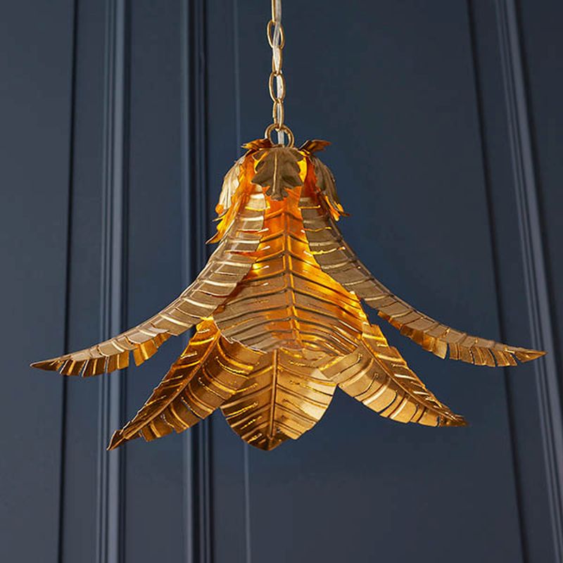 Ambience-63830 - Wild - Paint Gold Pendant with Palm Leaves