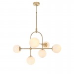 Moon - Matt Antique Brass 6 Light Centre Fitting with Opal Glass  Moon - Matt Antique Brass 6 Light Centre Fitting with Opal Glass
