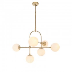 Moon - Matt Antique Brass 6 Light Centre Fitting with Opal Glass  Moon - Matt Antique Brass 6 Light Centre Fitting with Opal Glass