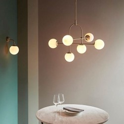 Moon - Matt Antique Brass 6 Light Centre Fitting with Opal Glass  Moon - Matt Antique Brass 6 Light Centre Fitting with Opal Glass
