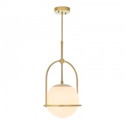 Moon - Matt Antique Brass Pendant with Opal Glass 