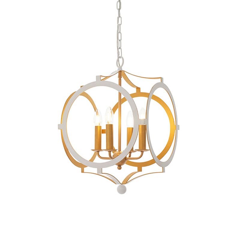 - Palladian - Matt White 4 Light Pendant with Inner Gold Ambience-63863 - Palladian - Matt White 4 Light Pendant with Inner Gold