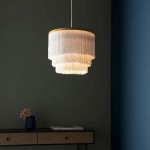 Tropicana - Matt Gold Pendant with White Tassels Shade Tropicana - Matt Gold Pendant with White Tassels Shade