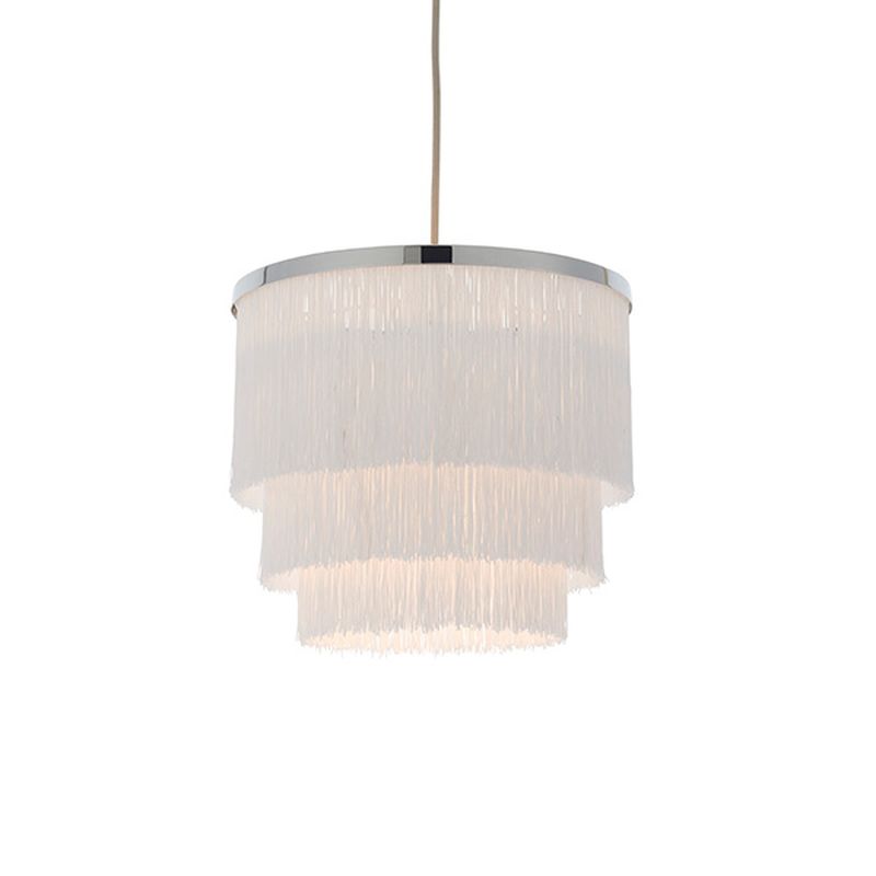 Ambience-63867 - Tropicana - Chrome Pendant with White Tassels Shade