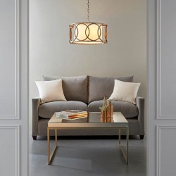 Luxemetre - Brushed Gold Pendant with White Fabric Shade Luxemetre - Brushed Gold Pendant with White Fabric Shade