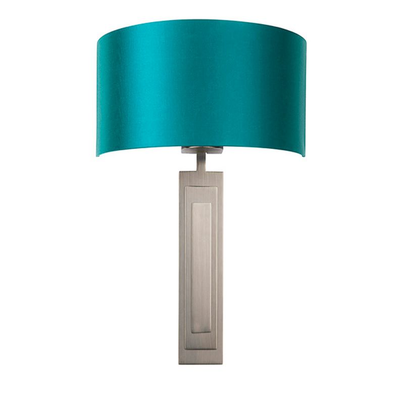 Wall Lights - Meechum - Brushed Bronze Wall Lamp with Teal Satin Shade Ambience-63869 - Meechum - Brushed Bronze Wall Lamp with Teal Satin Shade