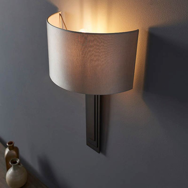 Ambience-63870 - Meechum - Brushed Bronze Wall Lamp with Mink Satin Shade