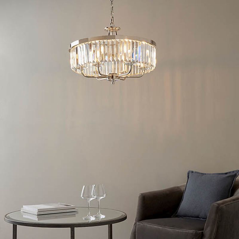 Ambience-63871 - Mephisto - Bright Nickel 6 Light Pendant with Clear Crystal