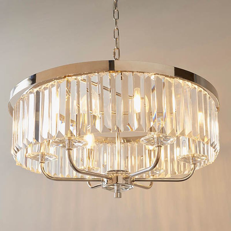 Ambience-63871 - Mephisto - Bright Nickel 6 Light Pendant with Clear Crystal