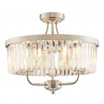 Mephisto - Bright Nickel 3 Light Ceiling Lamp with Clear Crystal Mephisto - Bright Nickel 3 Light Ceiling Lamp with Clear Crystal