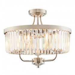 Mephisto - Bright Nickel 3 Light Ceiling Lamp with Clear Crystal Mephisto - Bright Nickel 3 Light Ceiling Lamp with Clear Crystal