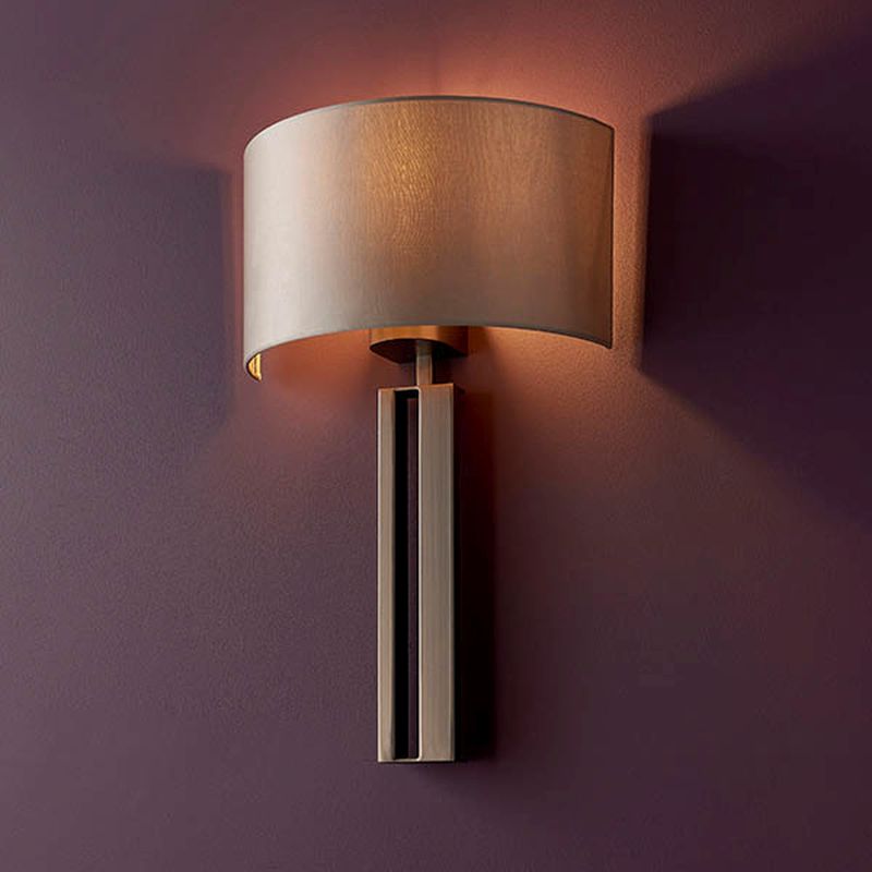 Ambience-63881 - Meechum - Brushed Bronze Wall Lamp with Mink Satin Shade