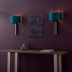 - Meechum - Brushed Bronze Wall Lamp with Teal Satin Shade Ambience-63883 - Meechum - Brushed Bronze Wall Lamp with Teal Satin Shade