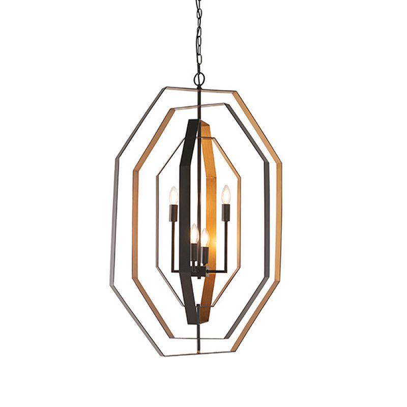 Ambience-63885 - Serenity - Aged Bronze 4 Light Pendant with Antique Gold