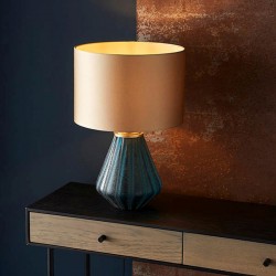 Ritzy - Turquoise Glass Table Lamp with Gold Satin Shade Ritzy - Turquoise Glass Table Lamp with Gold Satin Shade
