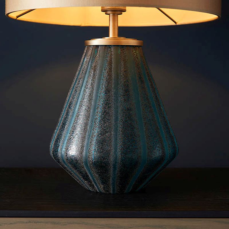 Ambience-63889 - Ritzy - Turquoise Glass Table Lamp with Gold Satin Shade