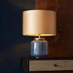 Ritzy - Cobalt Glass Table Lamp with Gold Satin Shade Ritzy - Cobalt Glass Table Lamp with Gold Satin Shade