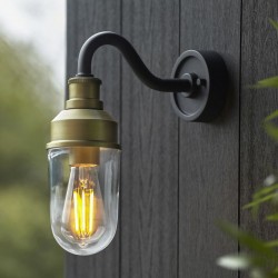 Osiris - Outdoor Black & Gold Wall Lamp with Glass Shade Osiris - Outdoor Black & Gold Wall Lamp with Glass Shade